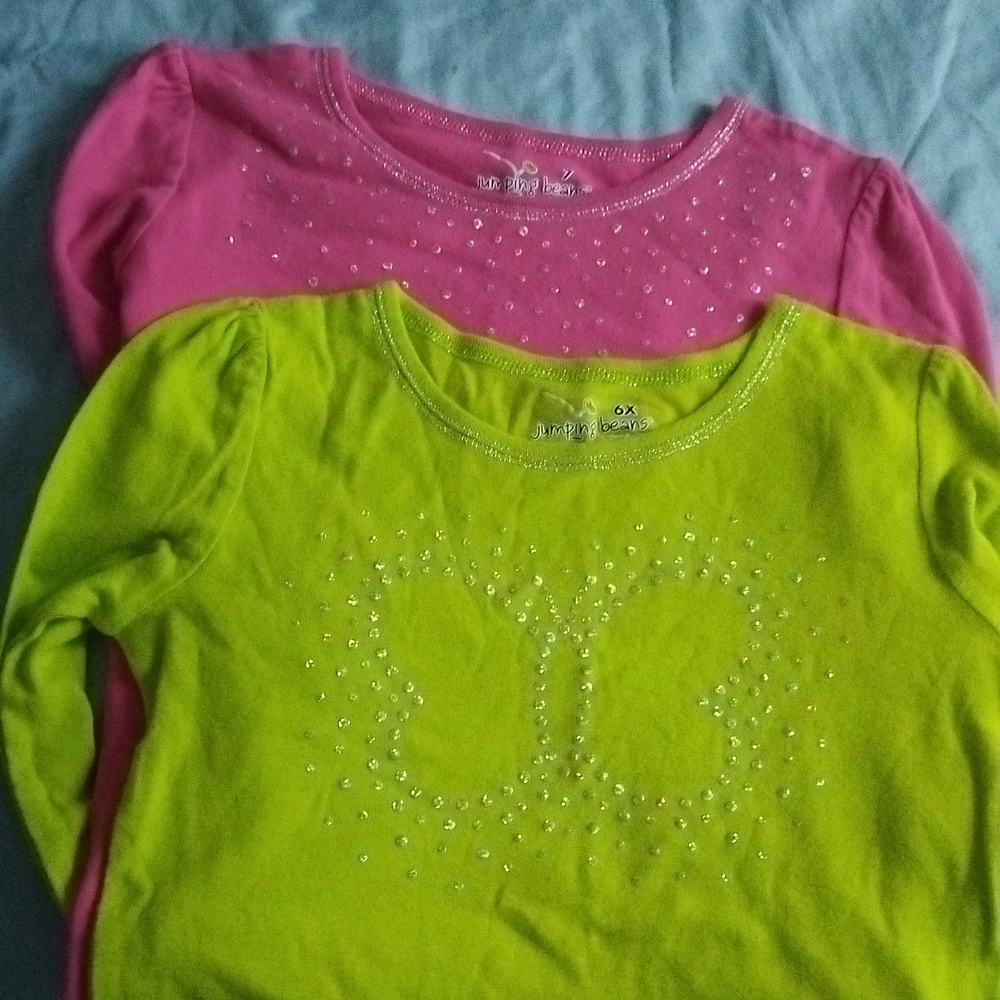 Kids Bright Green and Pink Sequined Tops
